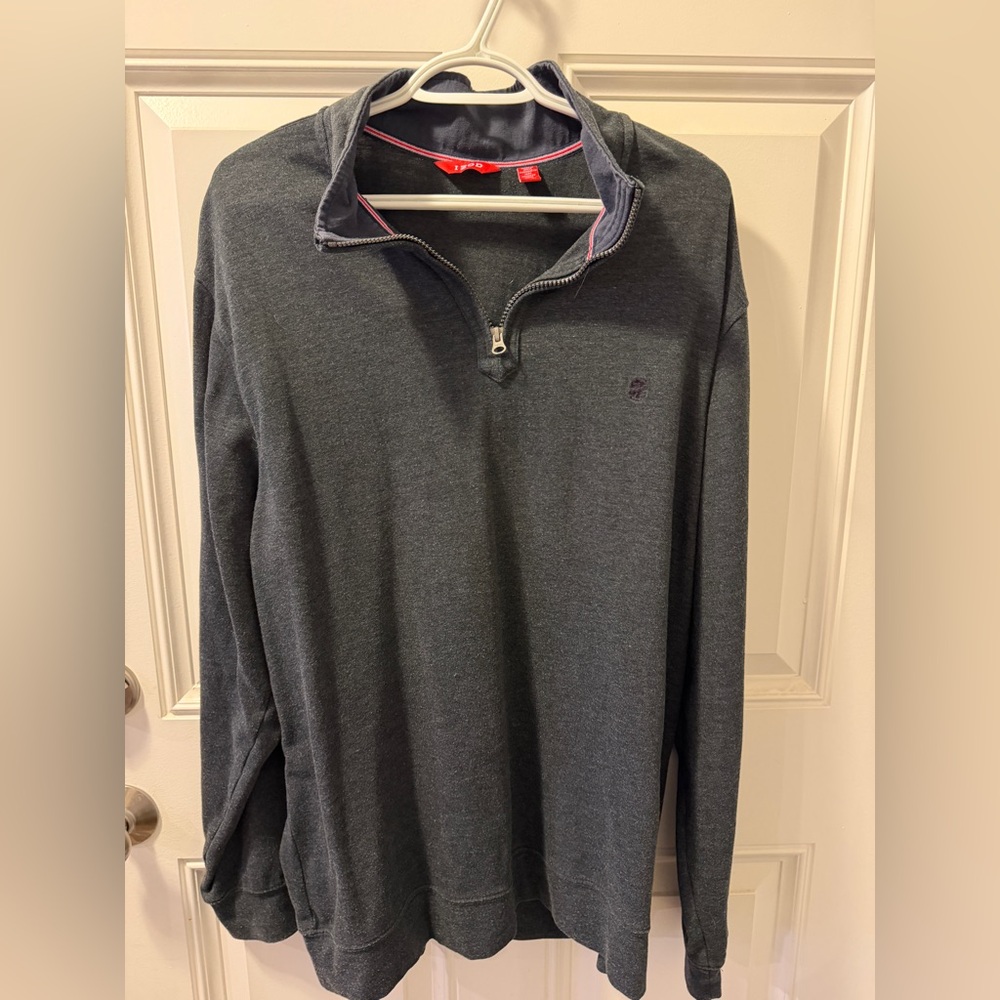 Izod Navy and Red Quarter-Zip Pullover
